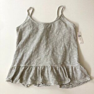NEW ANTHROPOLOGIE Striped Ruffle Tank Top Cami XS Peplum